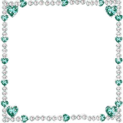 Jewel Hearts Glitter Frame ~Teal©Esme4eva2015 - GIF animé gratuit