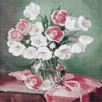 soave background animated vintage vase flowers - Gratis animeret GIF
