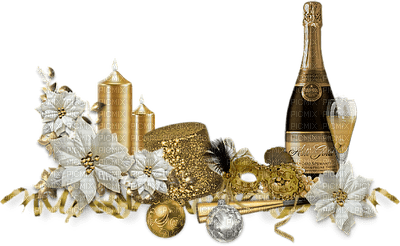 new year  silvester fleur deco gold fond ball - png gratis