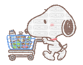 snoopy shopping line sticker - Бесплатни анимирани ГИФ