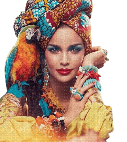 frau, woman, femme, tropical, papagei, bird - png grátis