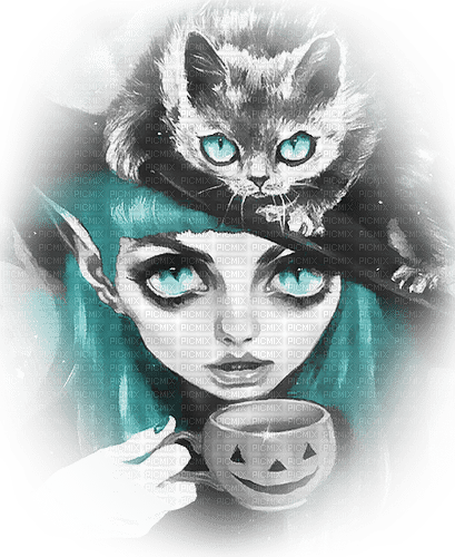 soave woman girl halloween witch cat - png gratis