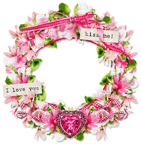 Cluster.Circle.Frame.Flowers.Text.Pink - png ฟรี