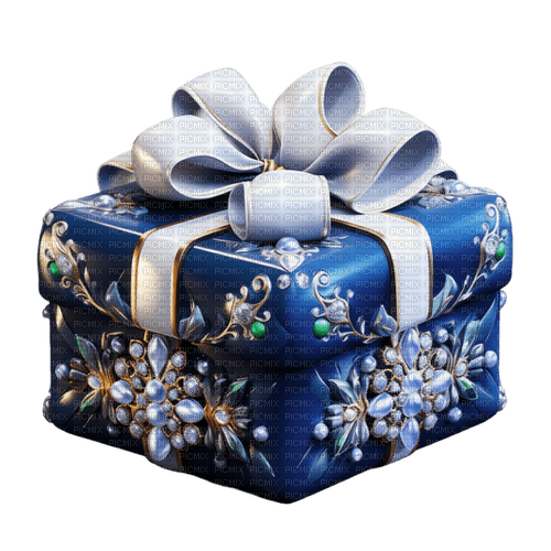 blue gift vintage deco rox - Free PNG