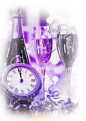 soave deco new year glass bottle Champagne  clock - Free PNG