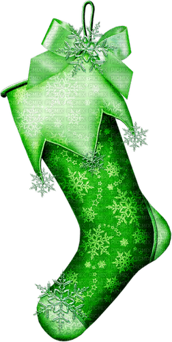 Stocking.Snowflakes.Green - PNG gratuit