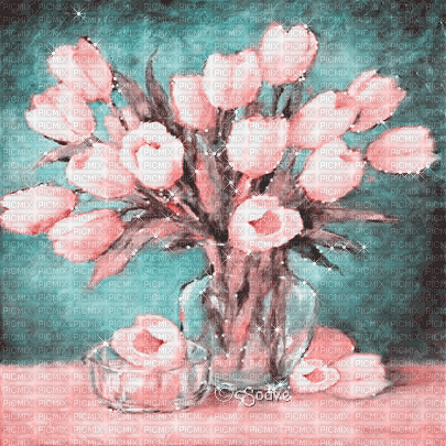 soave background animated vintage flowers vase - GIF animé gratuit