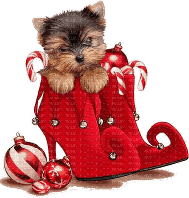 Kaz_Creations Christmas Deco Dog Pup In Boots - PNG gratuit