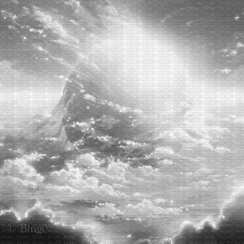 Y.A.M._Fantasy Sky clouds background black-white - GIF animé gratuit