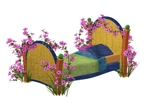 Cama de niña con flores - kostenlos png