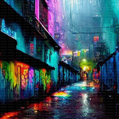 neon background city - zdarma png