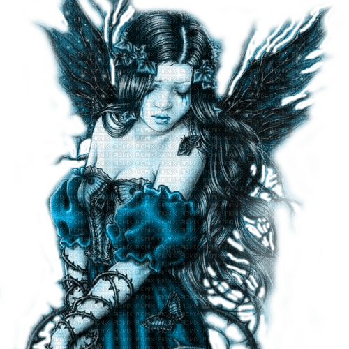 Y.A.M._Gothic fantasy angel blue - безплатен png