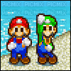 Luigi Mario Dance in the beach - 免费动画 GIF