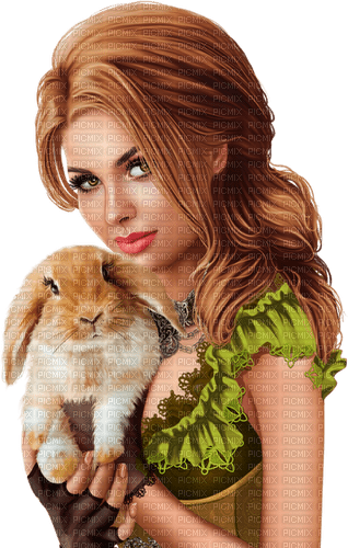 Easter. Spring. Woman. Rabbit. Leila - zadarmo png