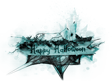 soave  text halloween candle deco black white teal - png grátis