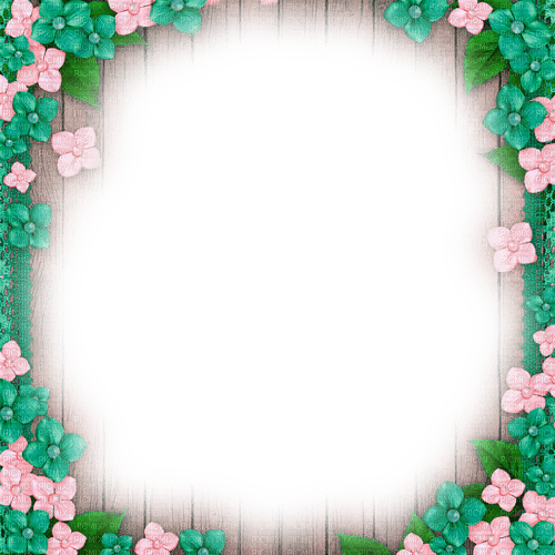 Green/Pink Flowers Frame - By KittyKatLuv65 - png gratuito