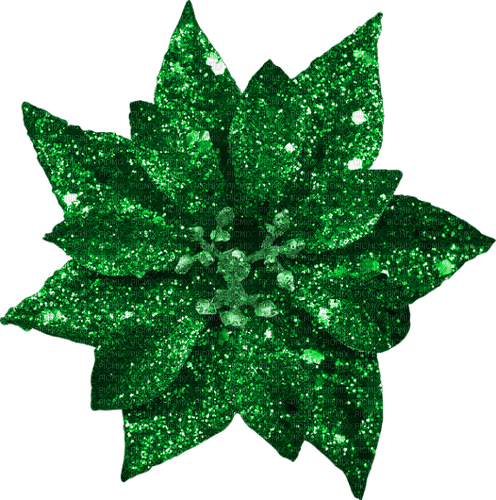Christmas.Glitter.Flower.Green - ücretsiz png