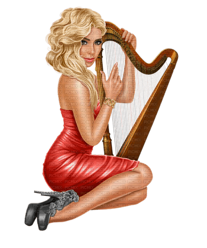 loly33 femme musique harpe - бесплатно png
