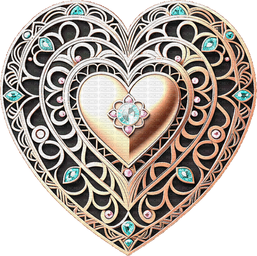 ♡§m3§♡ VDAY art deco heart brown animated - Ingyenes animált GIF