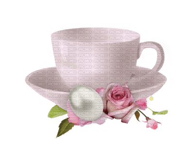 Kaz_Creations  Pink Deco Scrap Colours Cup Saucer Flowers - nemokama png