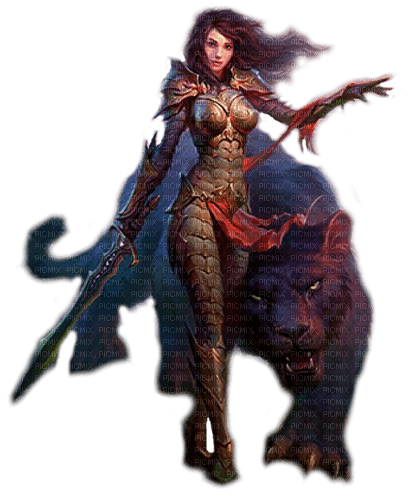 fantasy woman with panther  by nataliplus - besplatni png