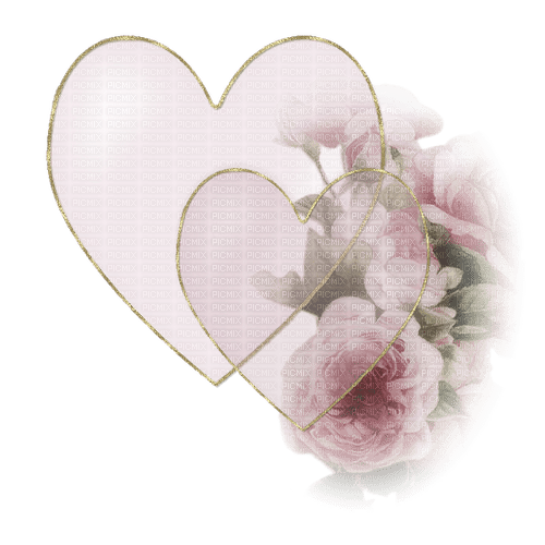 hjärta-blommor--rosa--heart and pink flowers - png ฟรี