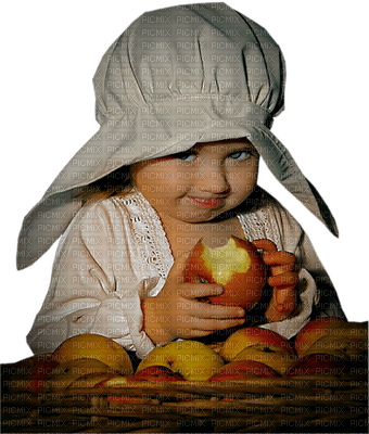 Kaz_Creations Baby Enfant Child Girl Fruit Apples - PNG gratuit