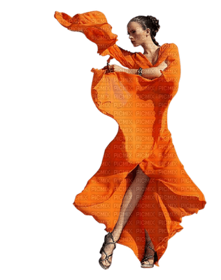woman in orange - ilmainen png