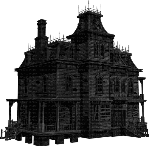 Haunted House.Black - Free PNG