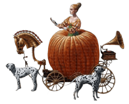 surreal woman dogs pumpkin - 免费PNG