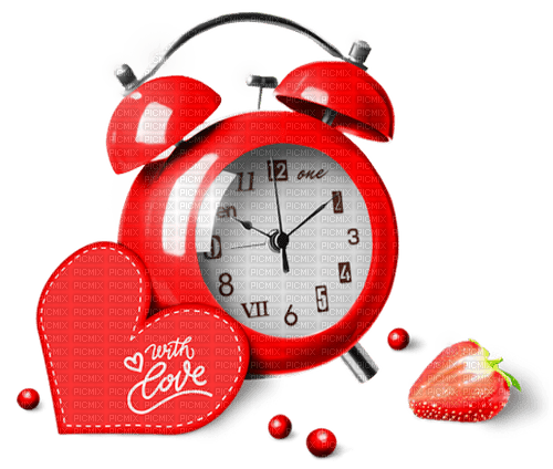 Clock.Heart.Card.Strawberry.Beads.Red - PNG gratuit