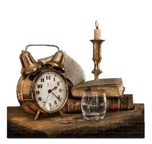 clock deco vintage room furniture chambre book candle books tube uhr regarder - 無料png