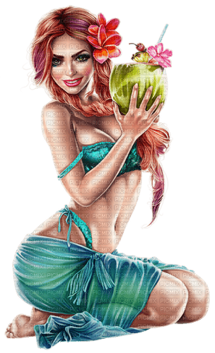 Woman. Coconut. Tropical. Summer. Leila - δωρεάν png