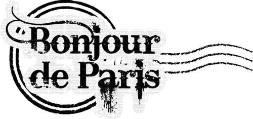 Bonjour Paris Text Stamp - Bogusia - gratis png