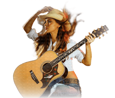 kobieta z gitarą - besplatni png