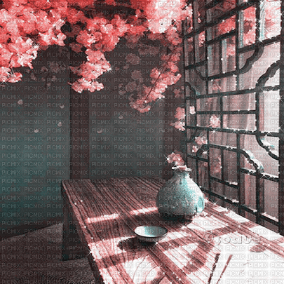 soave background animated oriental pink teal - GIF animé gratuit
