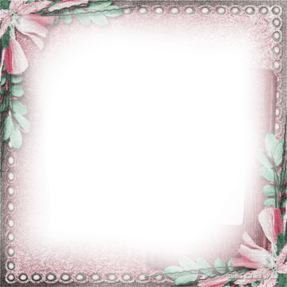 soave frame  vintage FLOWERS PINK GREEN - δωρεάν png