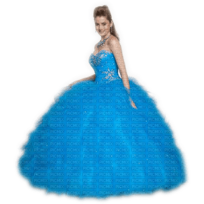 Woman in blue dress - png ฟรี
