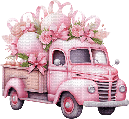 sm3 pink truck flowers image png - gratis png