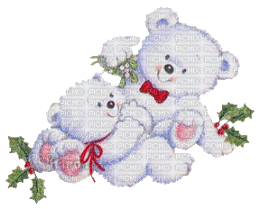 White Bears Holly Mistletoe - GIF animé gratuit