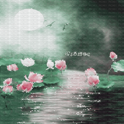 soave background oriental animated  pink green - Darmowy animowany GIF