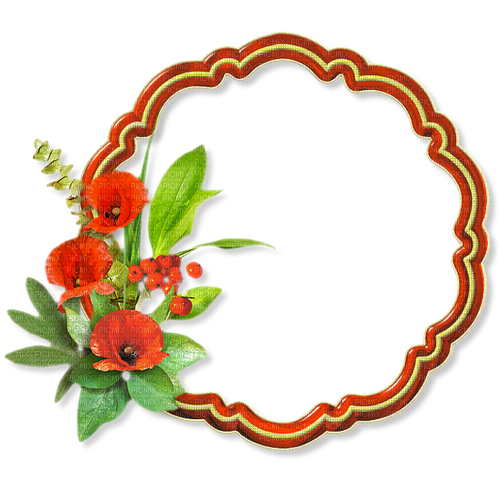 Poppies Circle frame - PNG gratuit