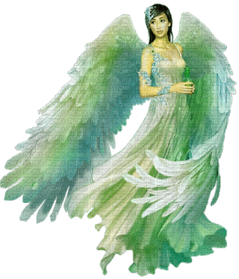 minou52-kvinna-ängel-grön - Zdarma animovaný GIF