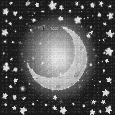 Y.A.M._Fantasy night stars moon black-white - GIF animado gratis