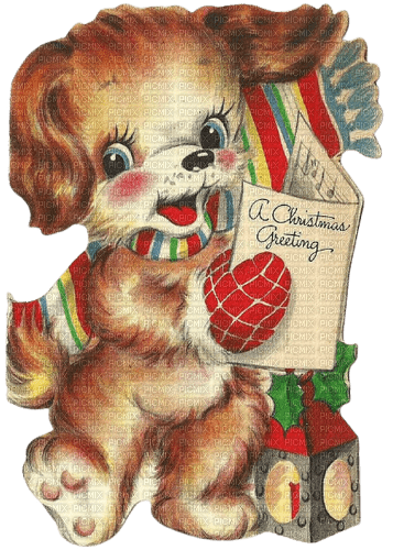 kikkapink dog vintage christmas - png gratuito