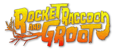 Kaz_Creations Rocket Racoon & Groot Logo Text - ingyenes png