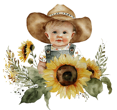 Sunflowers - Baby - Cowboy - nemokama png