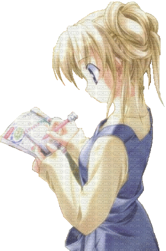 manga girl writing - Free animated GIF