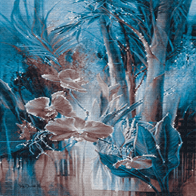 soave background animated flowers  blue brown - Besplatni animirani GIF