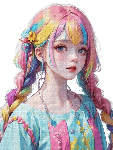 Anime girl ️ elizamio, neon , rainbow , anime , girl , manga , colors ...